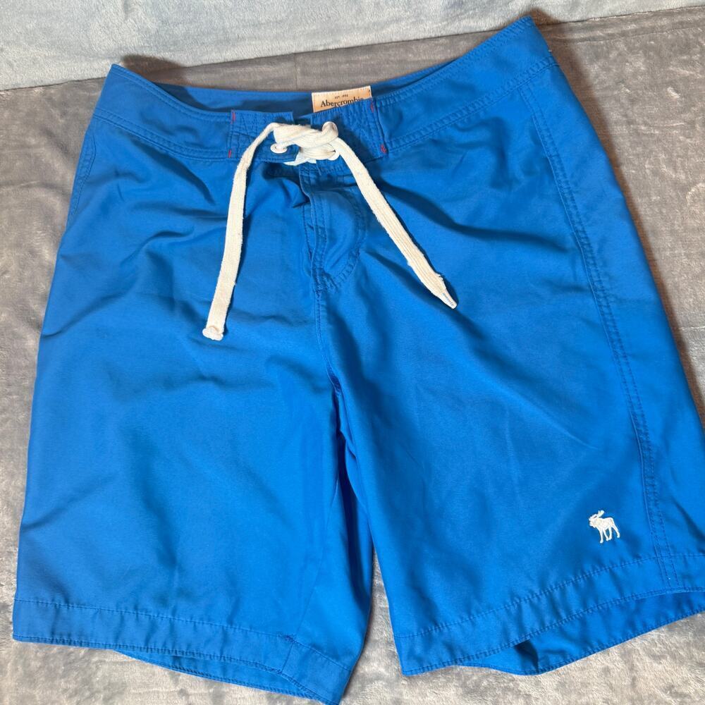 Abercrombie & Fitch Blue Board Shorts Swim Trunks‎ Mens Large Moose Logo Surf